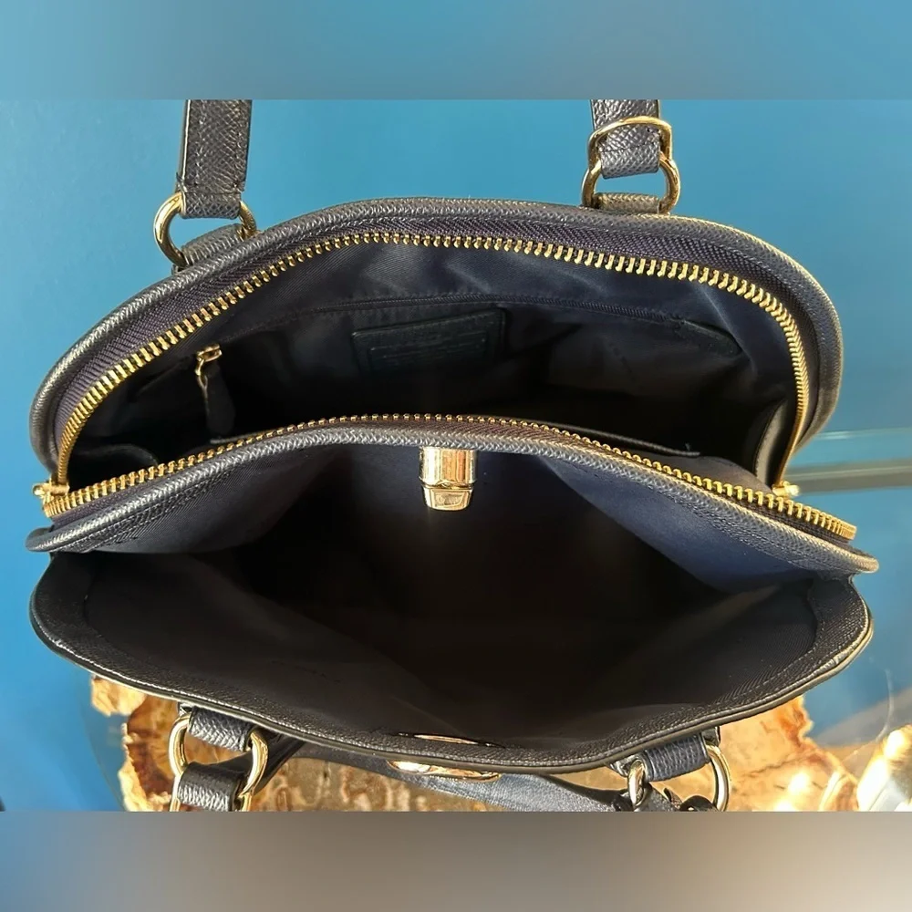 Coach Prince Street Midnight Blue Crossgrain Leather Domed Satchel 34939